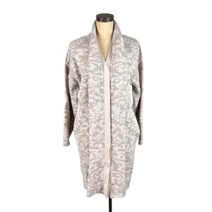 Sundance‎ Catalog lambswool angora cardigan sweater coat in cream and gray SZ M